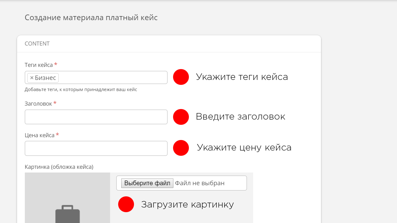 Введите заголовок, теги кейса, укажите цену